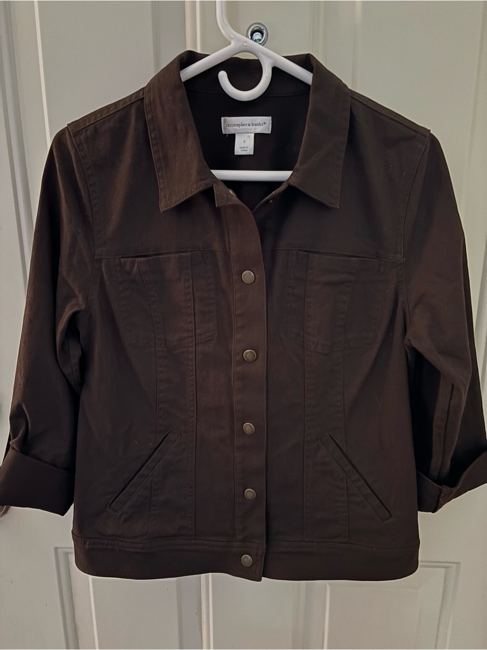 Christopher & Banks Chocolate Brown Button-Front Jacket